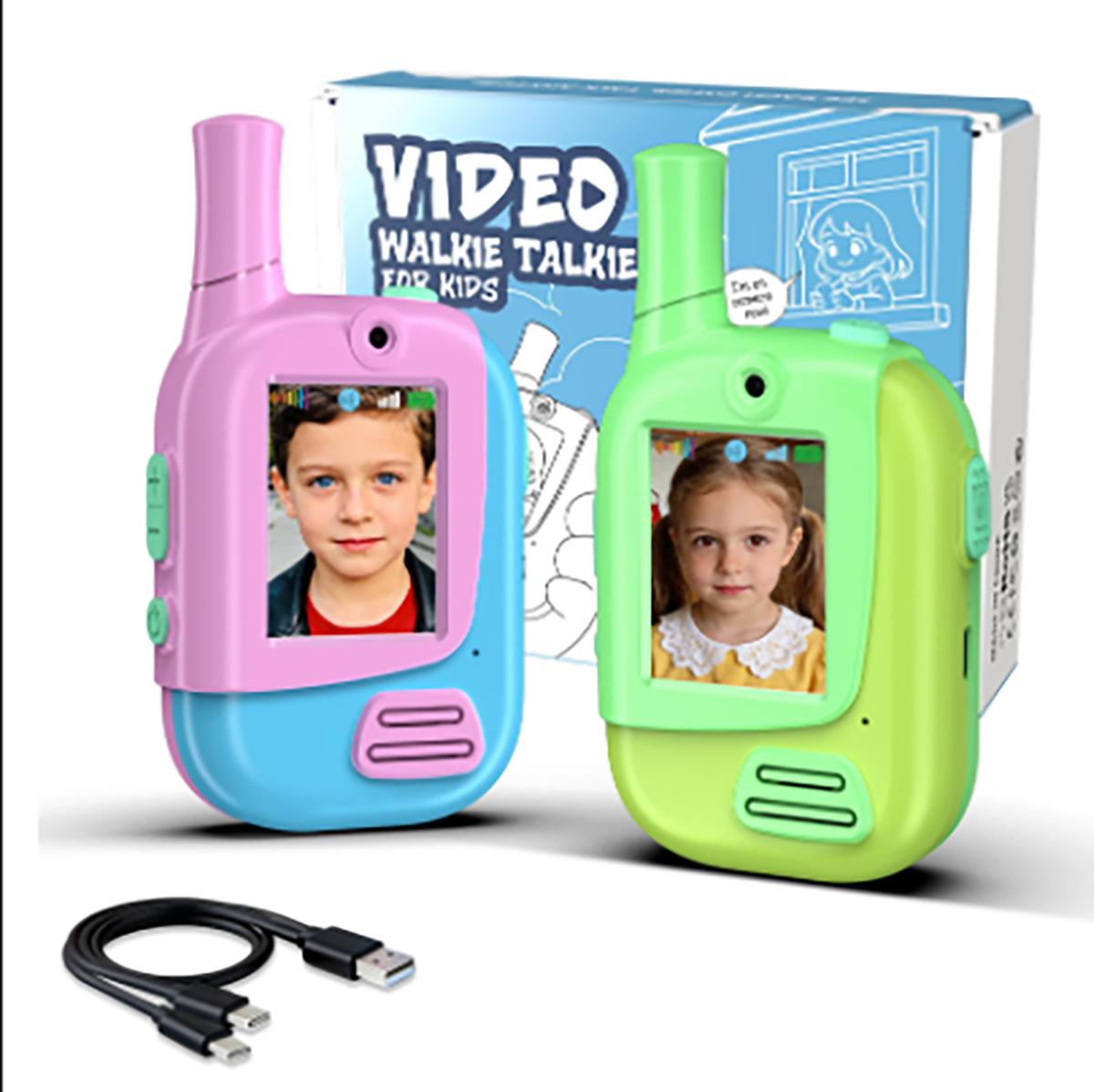 Kids Educational Videos - Paquete de 2 Walkie Talkies Recargables
