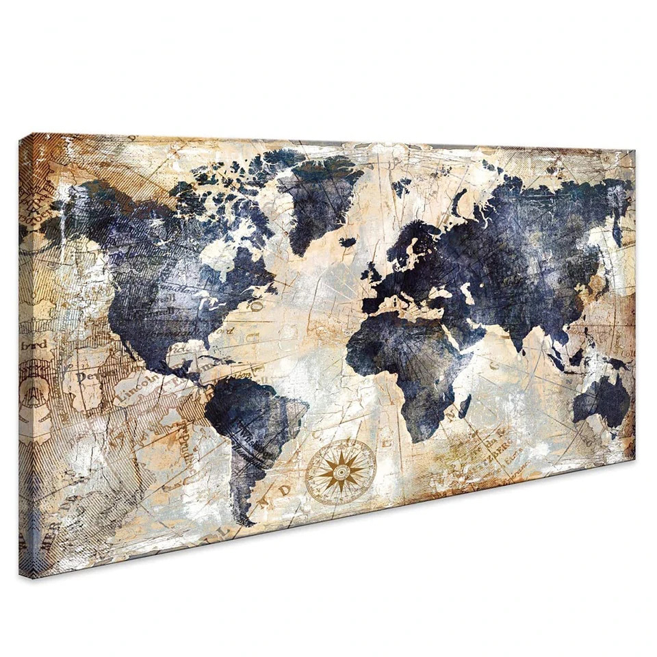Puzzle Map World - Pintura de diamante 5D Diy, mapa
