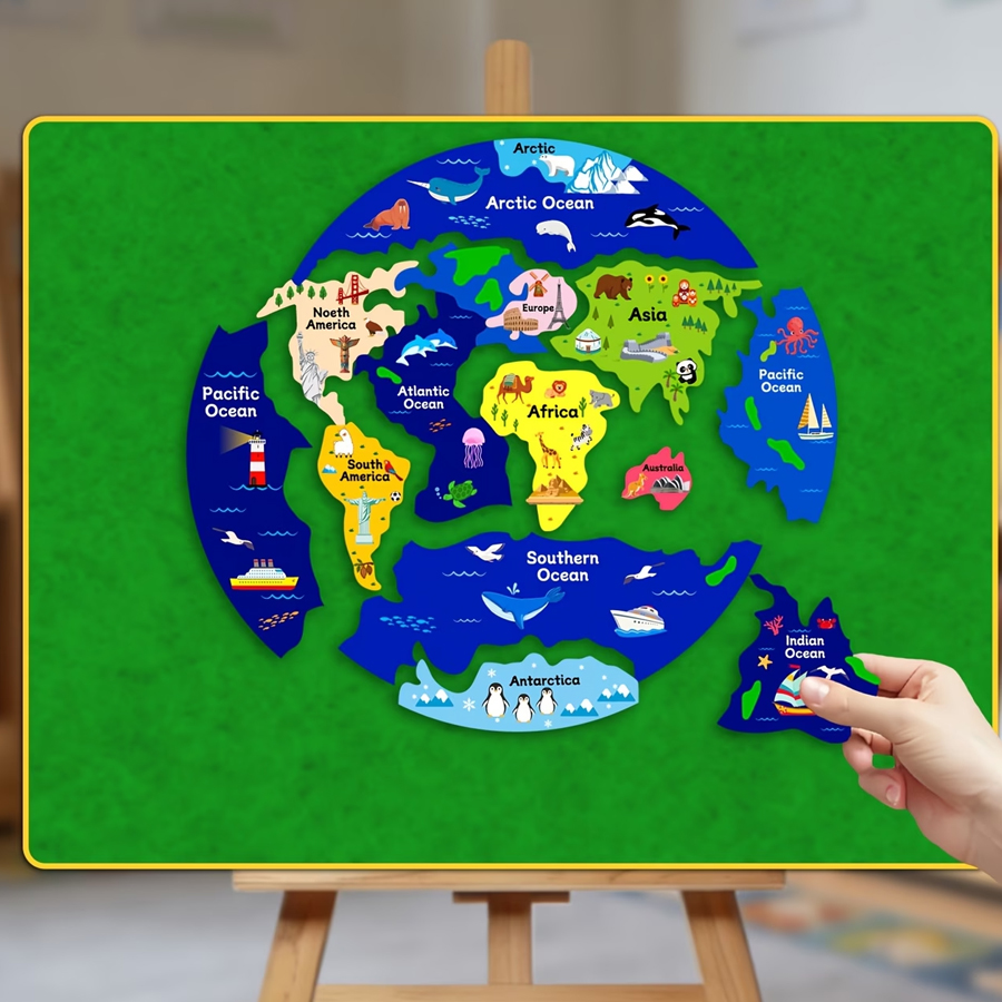 Rompecabezas de Fieltro del Ma - Puzzle Map World reseña y precio